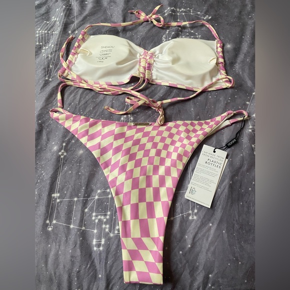 NWT Shekou Checkered Bikini Size L - Picture 3 of 5